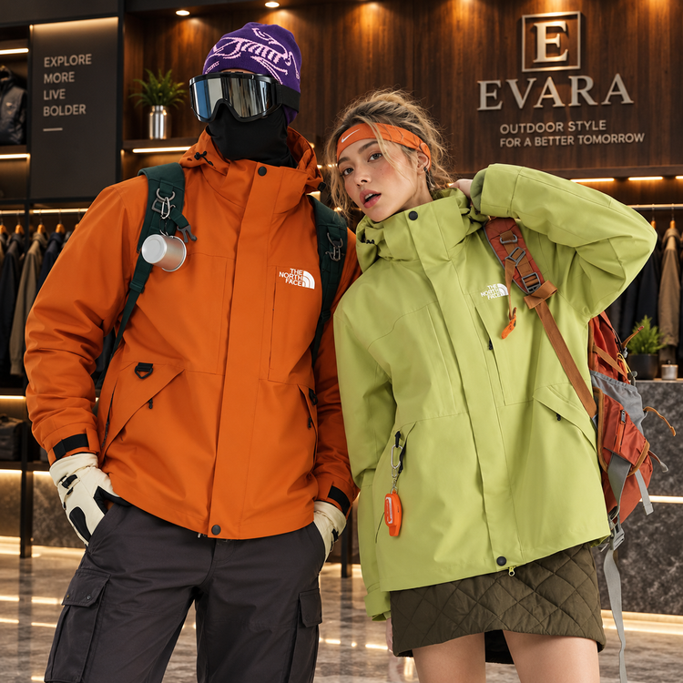 کاپشن دو پوش پلار دار دو قلو (گورتکس) مارک North face کد 99699